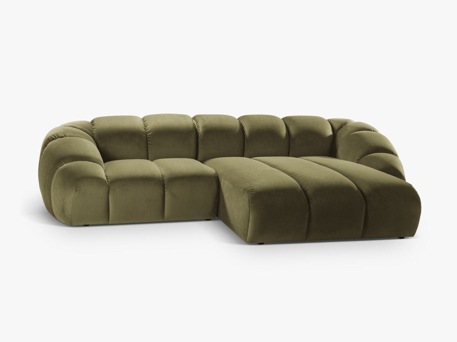 Micadoni Ecksofa Diana 3-Sitzer Rechts Samt Grün