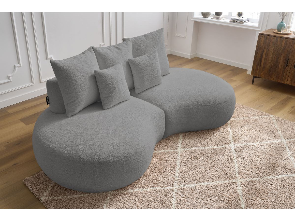 Bobochic Saint-germain Sofa 3-Sitzer Bouclé-Stoff Hellgrau