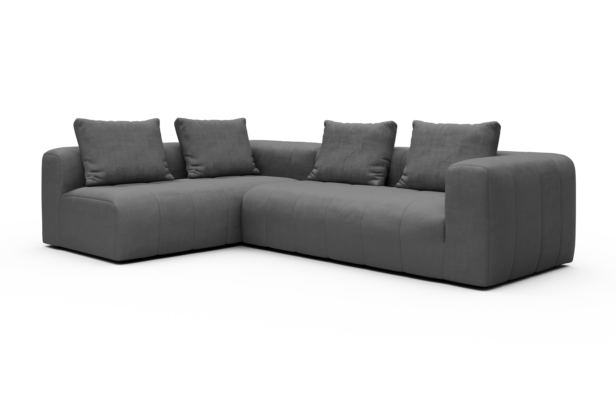 Ecksofa Hugo 2x 2,5-Sitzer Armlehne rechts Cordufine-Grey