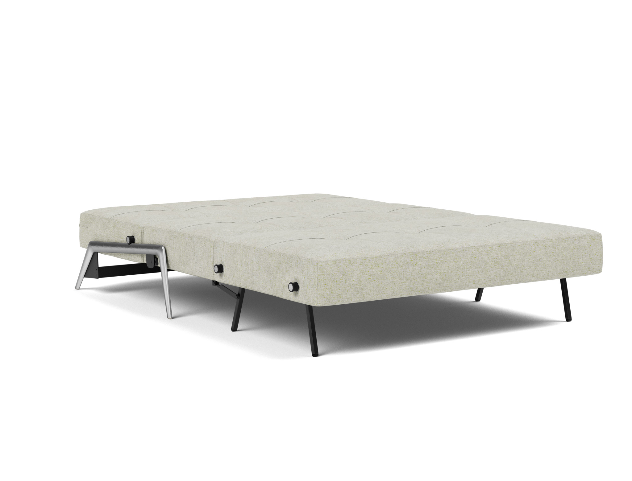 Schlafsofa Cubed 140 Flachgewebe Avella 280-Sand Beine Aluminium