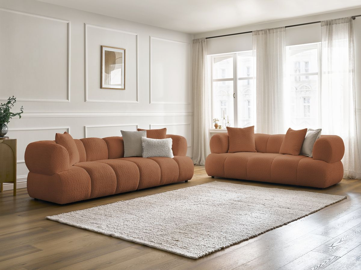 Bobochic Pamira Sofa 5-Sitzer Bouclé-Stoff Orange