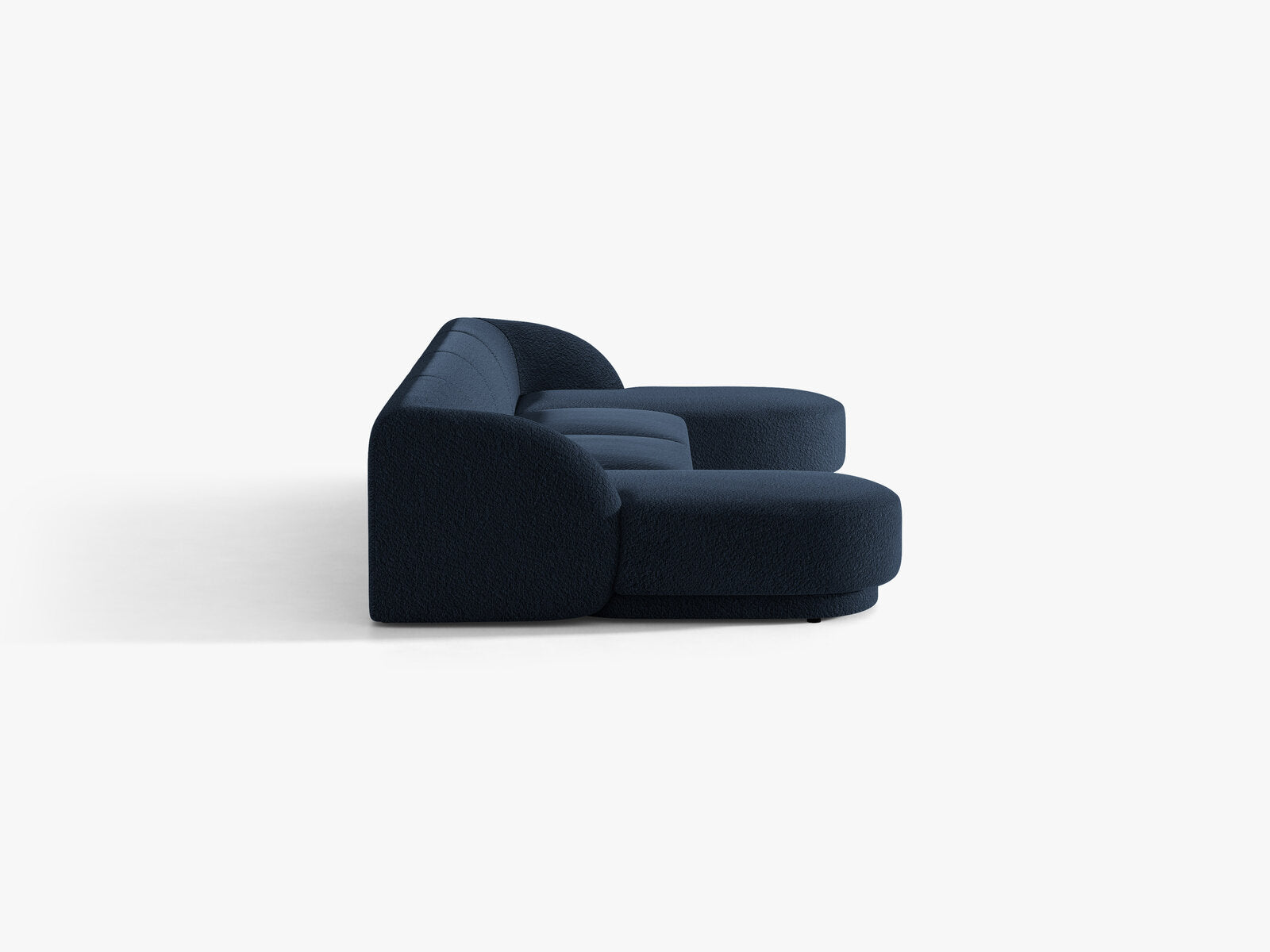 Micadoni Panorama-Sofa Miley 5-Sitzer Boucle Baloo Dunkelblau