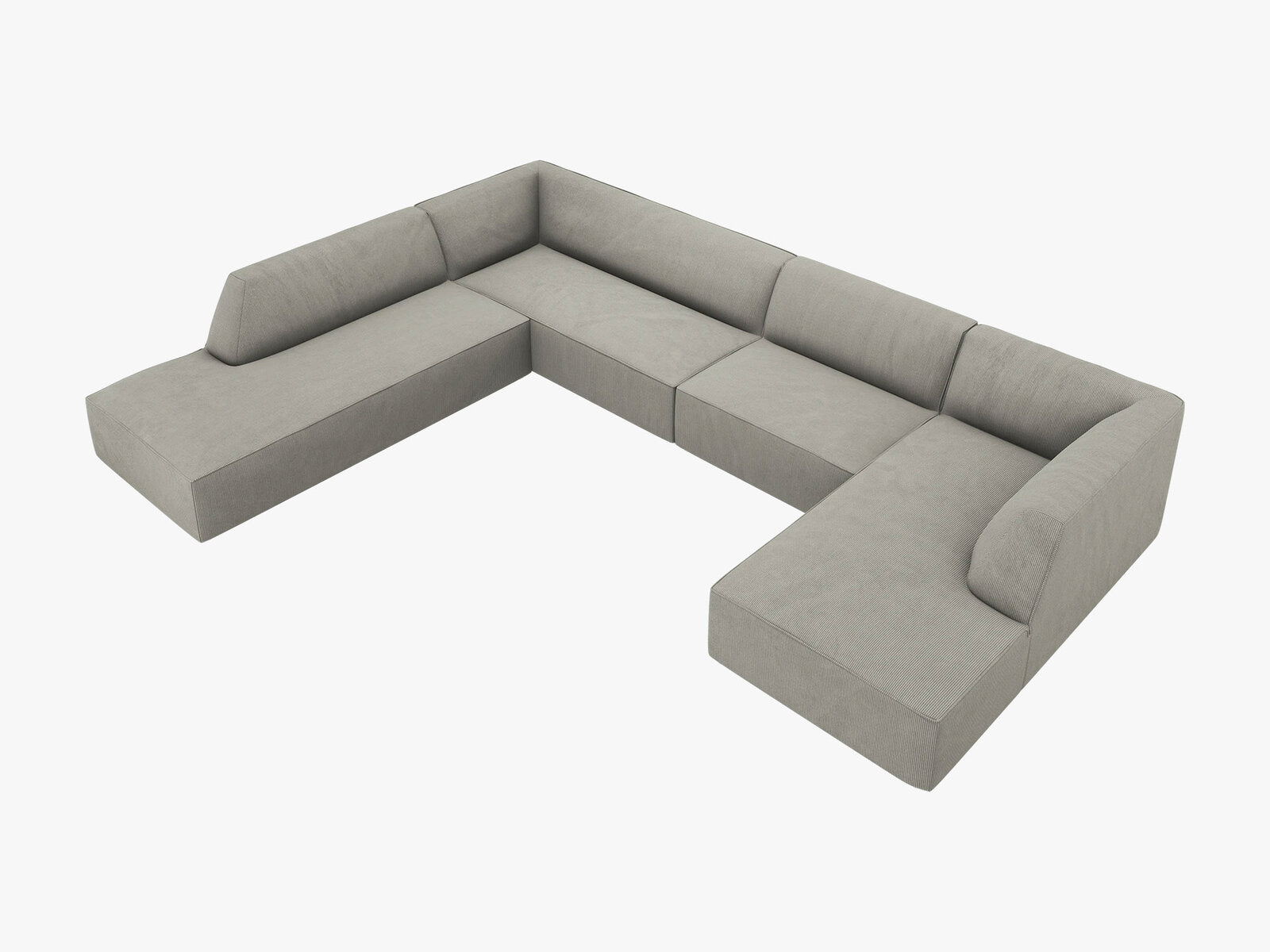 Micadoni Panorama-Ecksofa Ruby 7-Sitzer Links Kord Scala Hellgrau