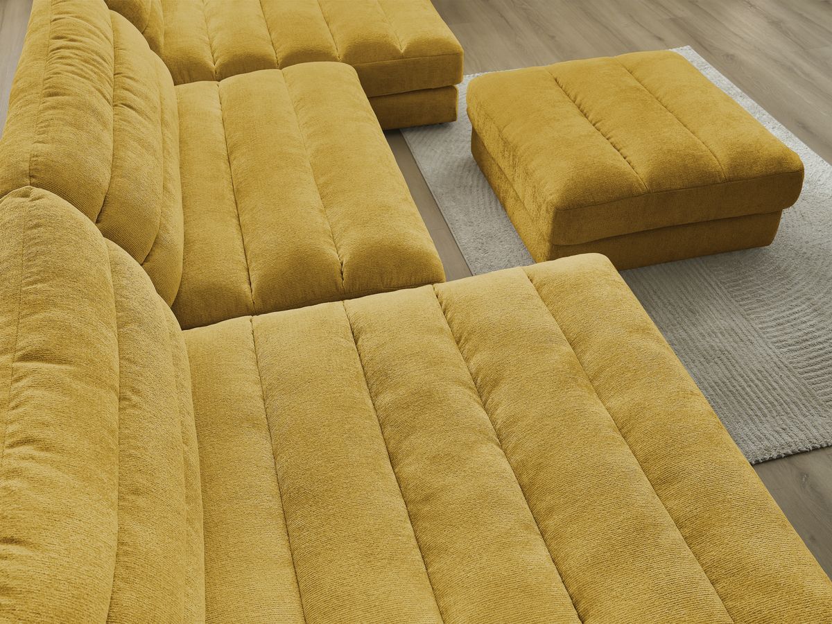 Bobochic Sierra Wohnlandschaft mit Pouf Strukturstoff Gelb