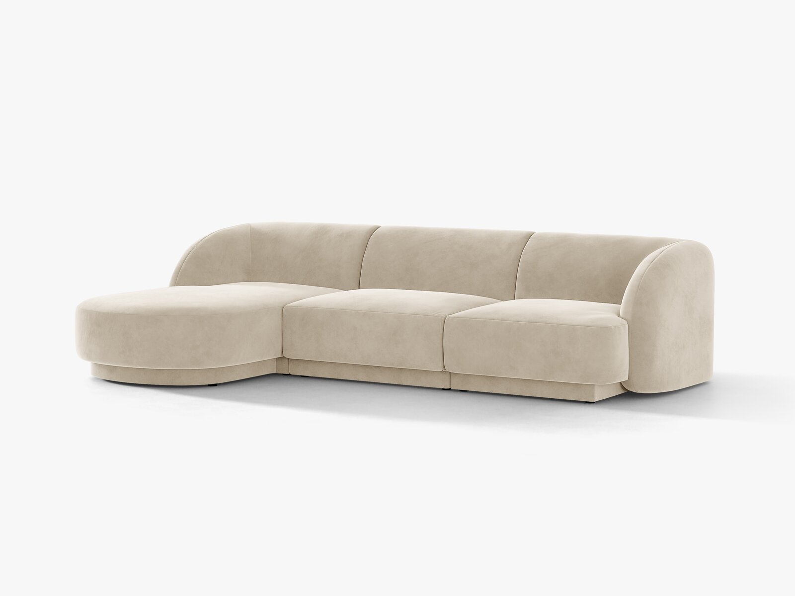 Micadoni Ecksofa Miley 4-Sitzer Links Samt Bluvel Dunkelbeige