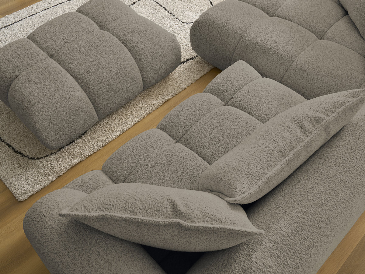 Bobochic Alya Ecksofa mit Pouf Bouclé-Stoff Taupe Ecke links