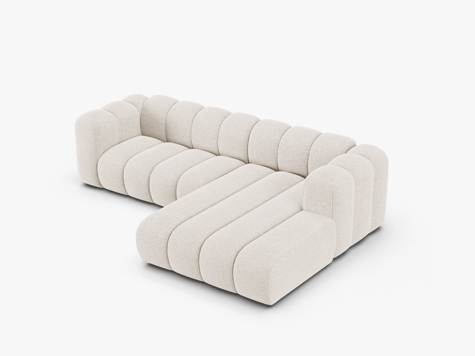 Micadoni Modulares Ecksofa Lupine 4-Sitzer mittelgroß Rechts Chenille Eden Helles Beige