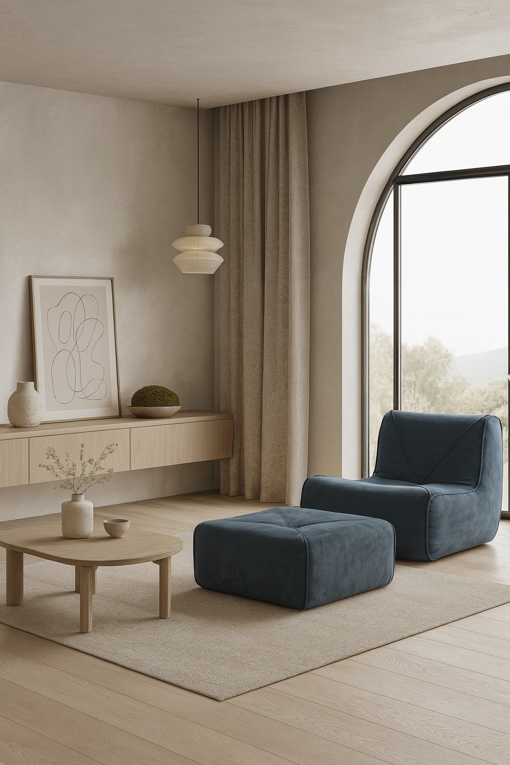 Livin Hill Sessel mit Fußhocker Nua Saphirblau
