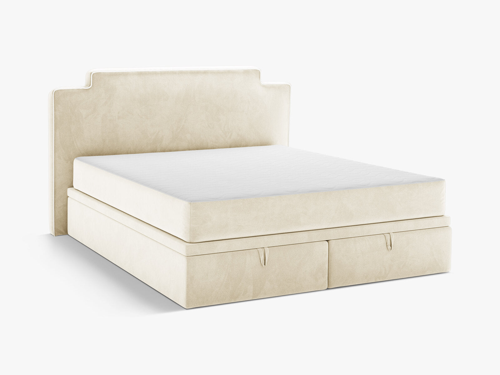 Micadoni Princess Boxspringbett mit Bettkasten und Kopfteil Samt Magic Velvet Elfenbein 160x200
