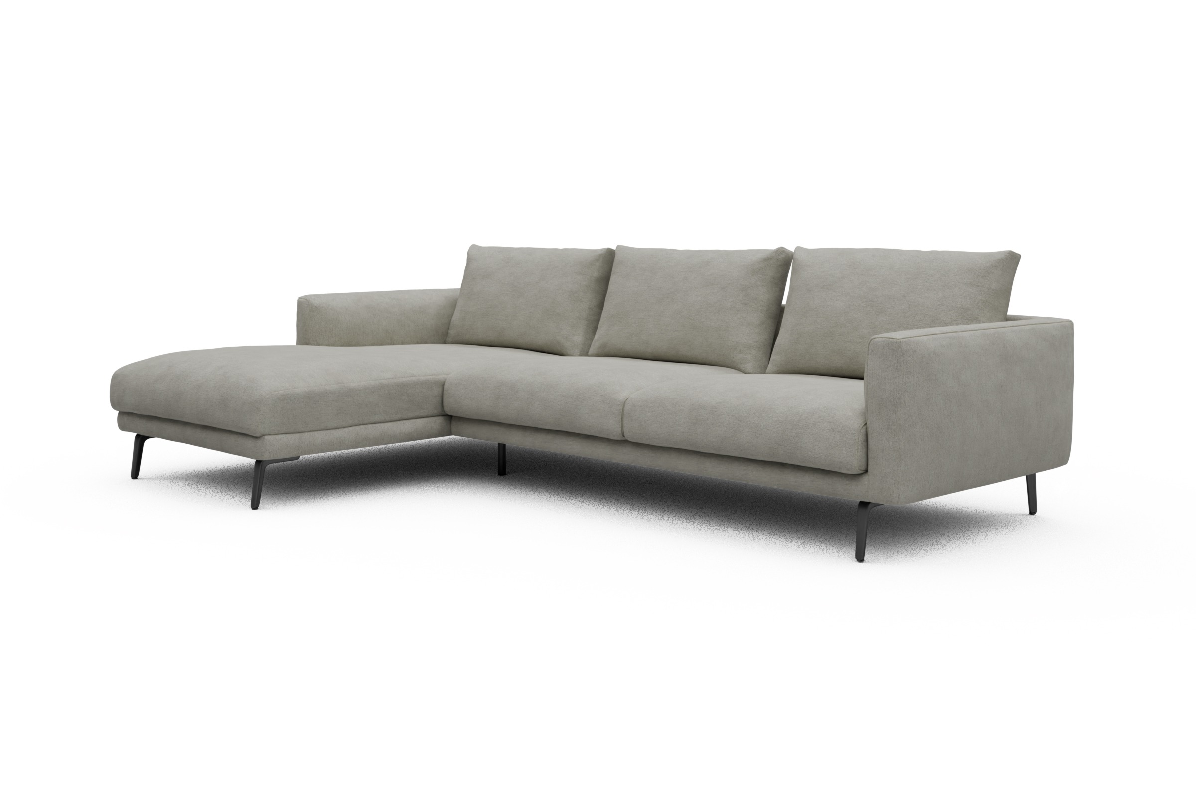 Ecksofa Karl Chaiselongue links mit 2,5-Sitzer Carreno-Moon-Stone-White