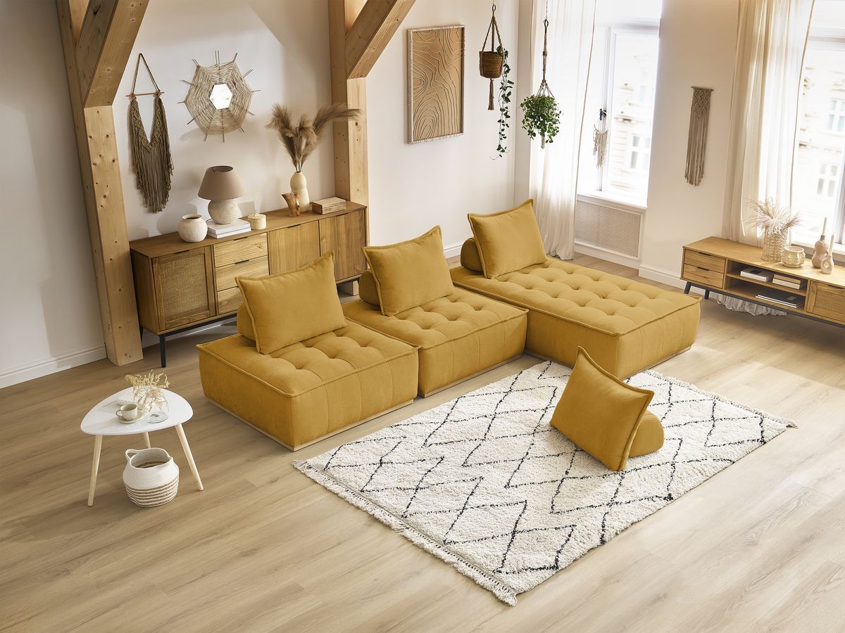 Bobochic Elisa Ecksofa Strukturstoff Gelb