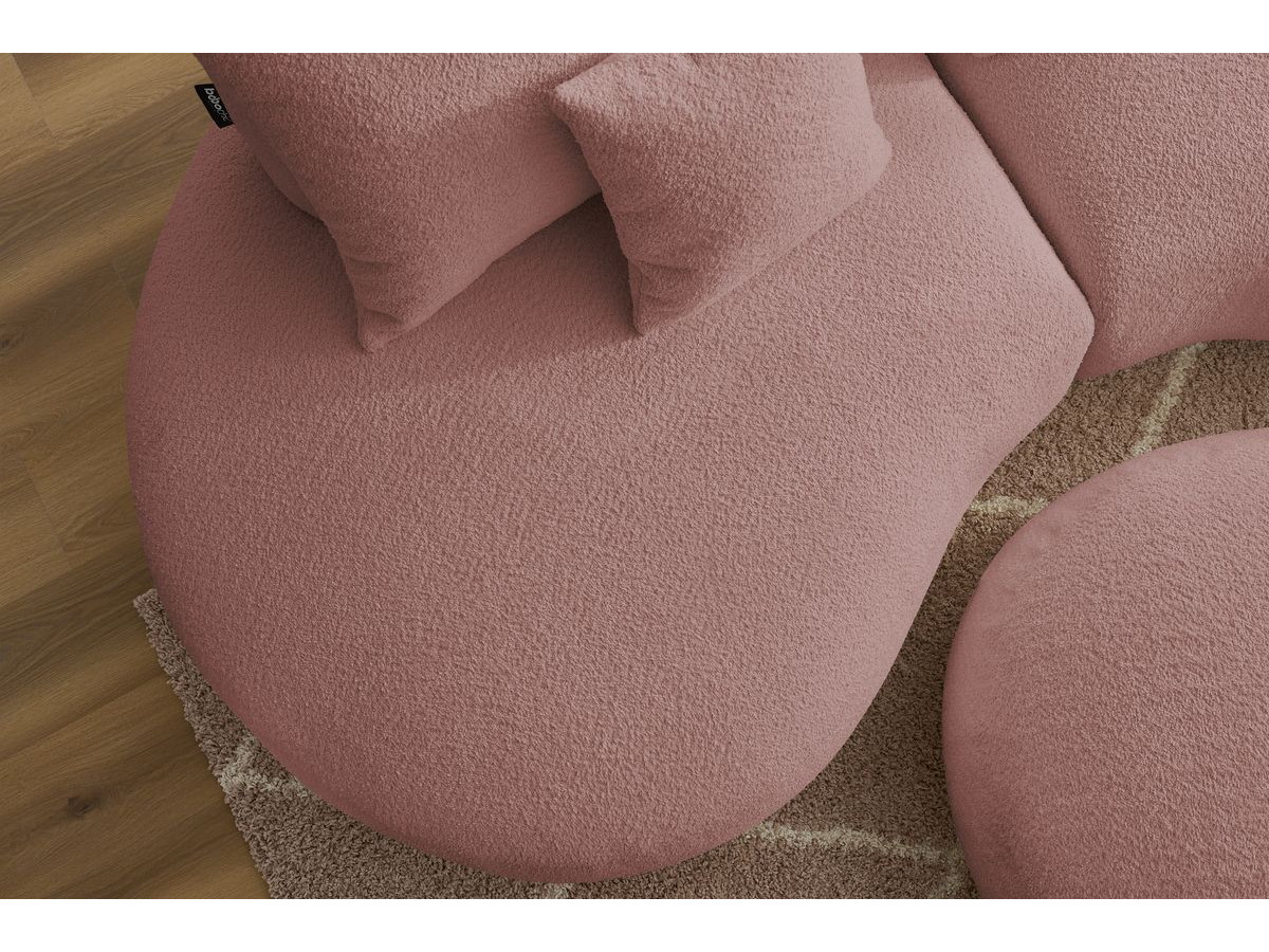 Bobochic Saint-germain Sofa 5-Sitzer mit Pouf Bouclé-Stoff Rosa