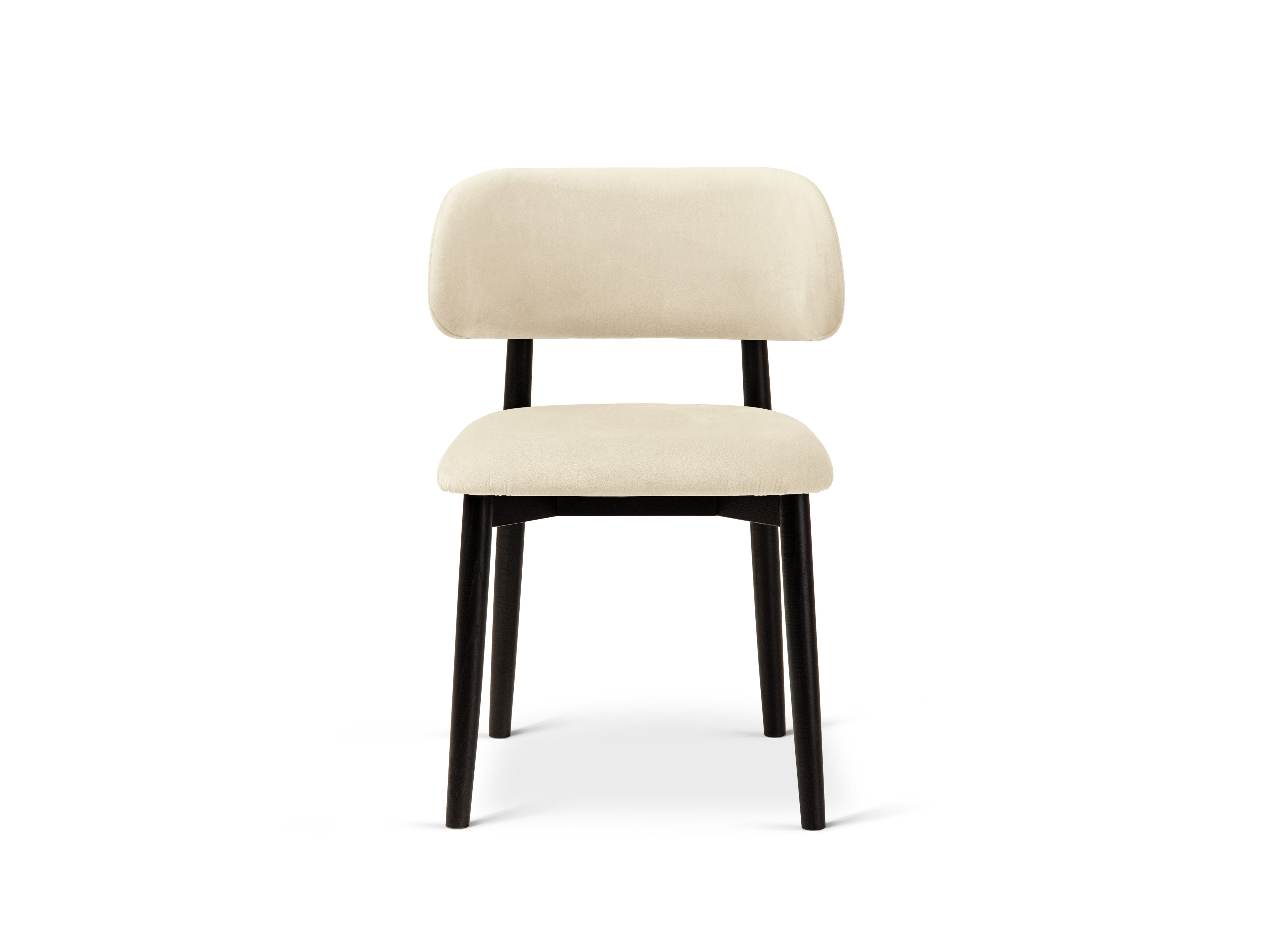 Micadoni Stuhl Evan Samt Magic Velvet Elfenbein Schwarzes Buchenholz