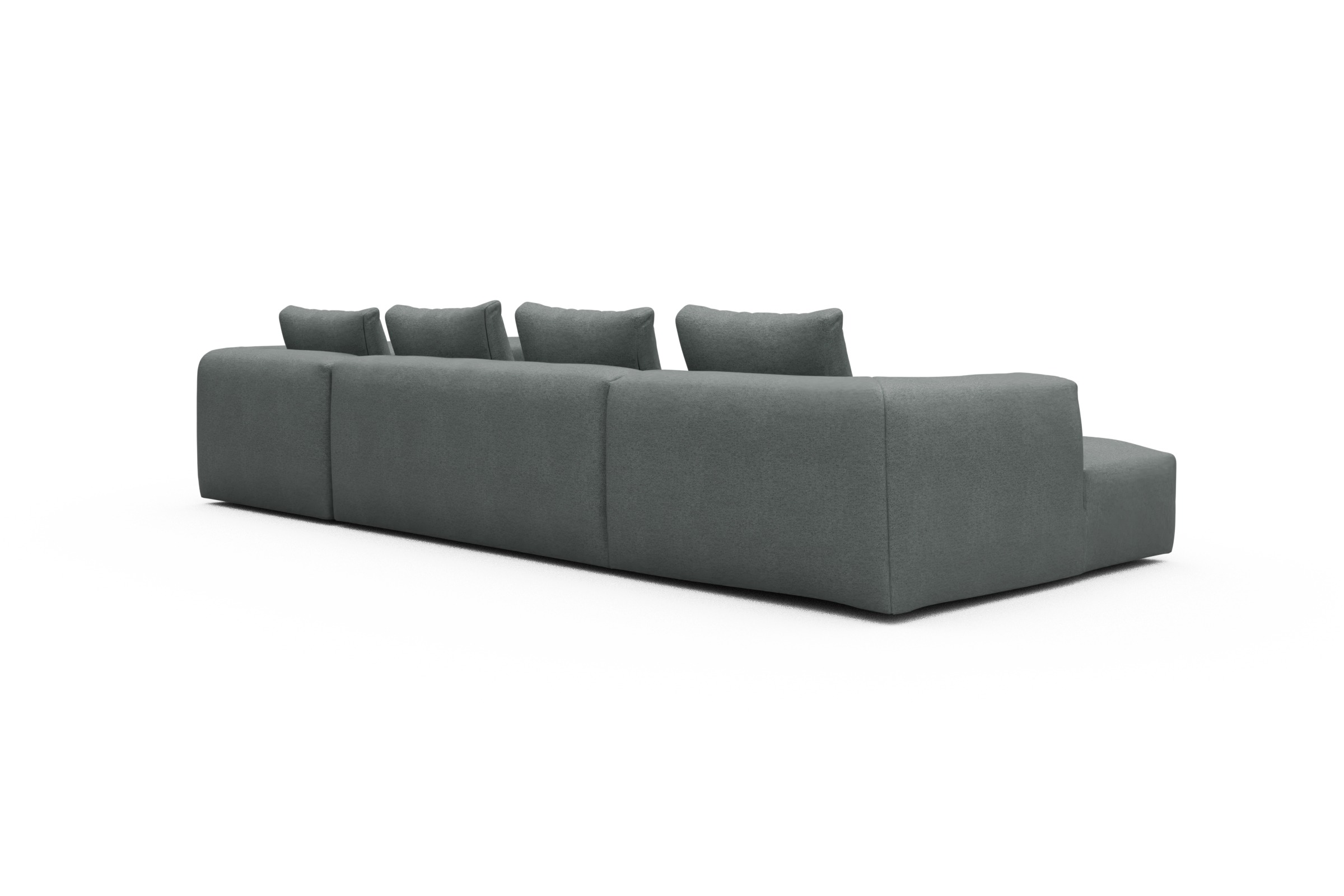 Wohnlandschaft Fred Chaiselongue links mit 2-Sitzer und lange Armlehne rechts Denari-Soft-Grey