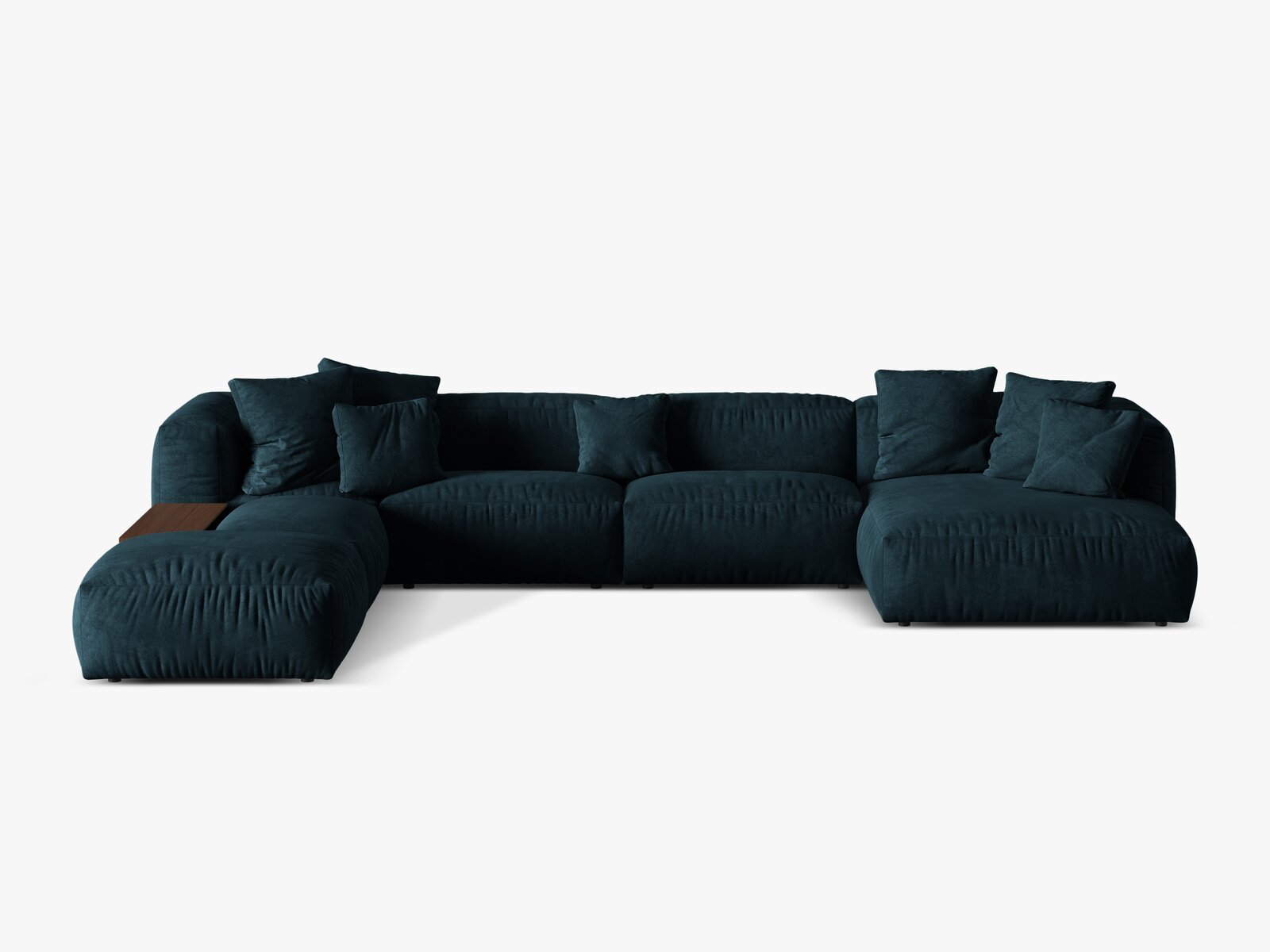 Micadoni Panorama-Ecksofa Martina 5-Sitzer Links Samt Tiefes Petrol