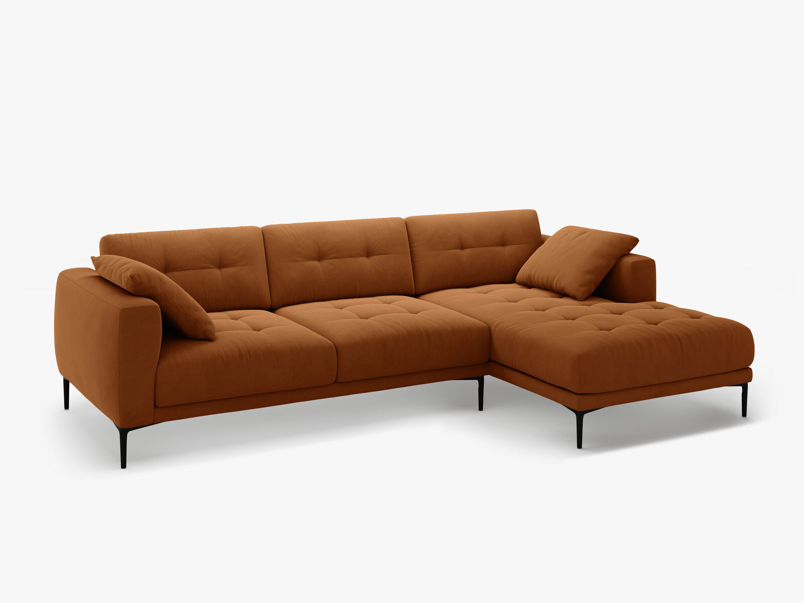 Micadoni Ecksofa Bemy 3-Sitzer Rechts Samt Terrakotta