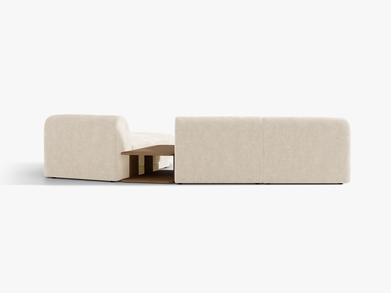 Micadoni Modulares Sofa Miley mit Recamiere 3-Sitzer Rechts Chenille Eden Elfenbein