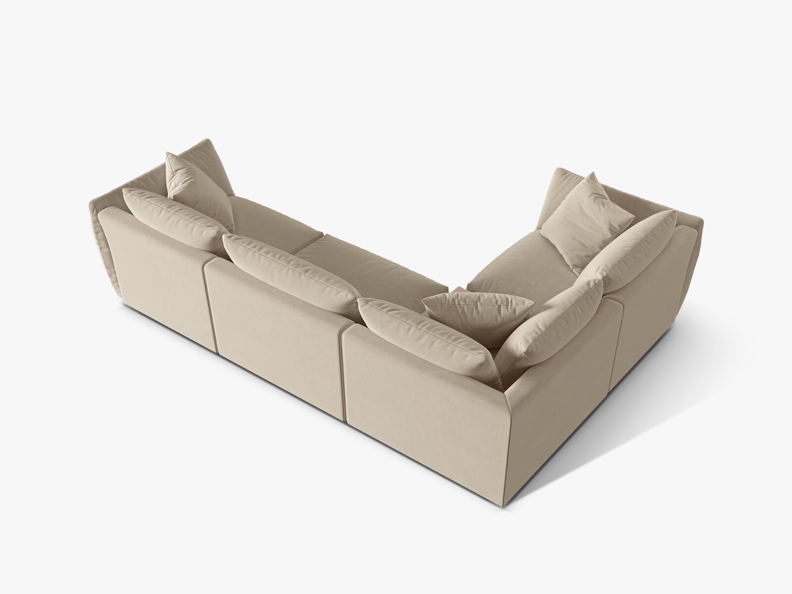 Micadoni Ecksofa Chris 4-Sitzer Links Samt Ecru