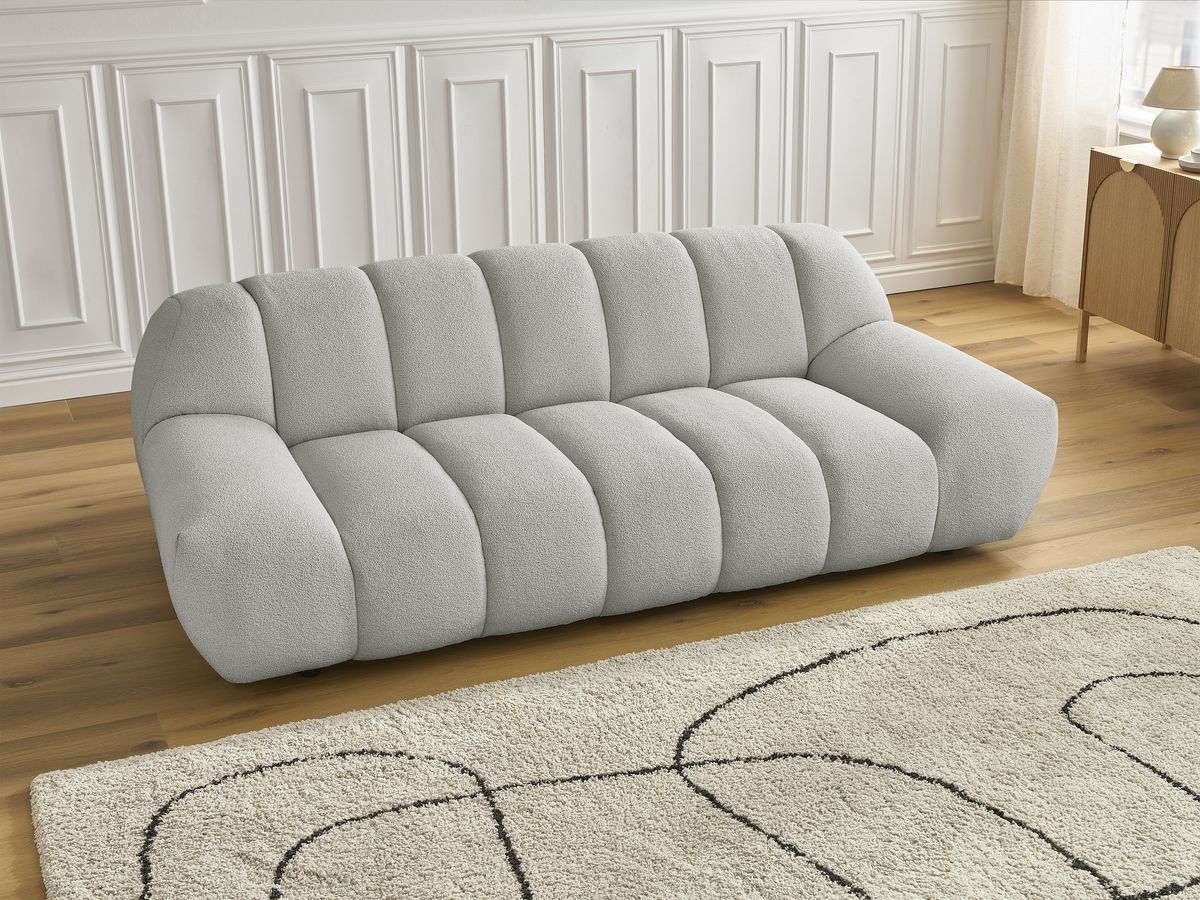 Bobochic Hayden Sofa 2-Sitzer Bouclé-Stoff Hellgrau