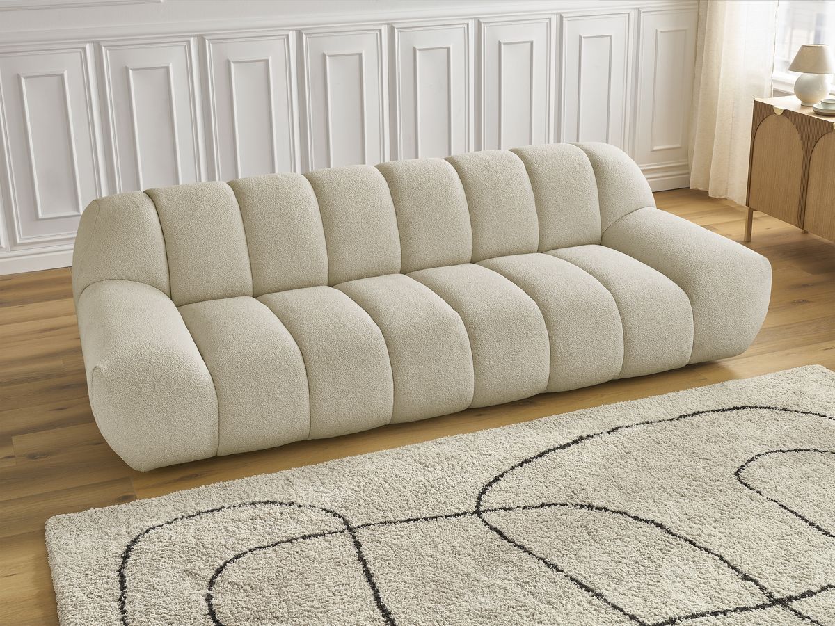 Bobochic Hayden Sofa 3-Sitzer Bouclé-Stoff Beige