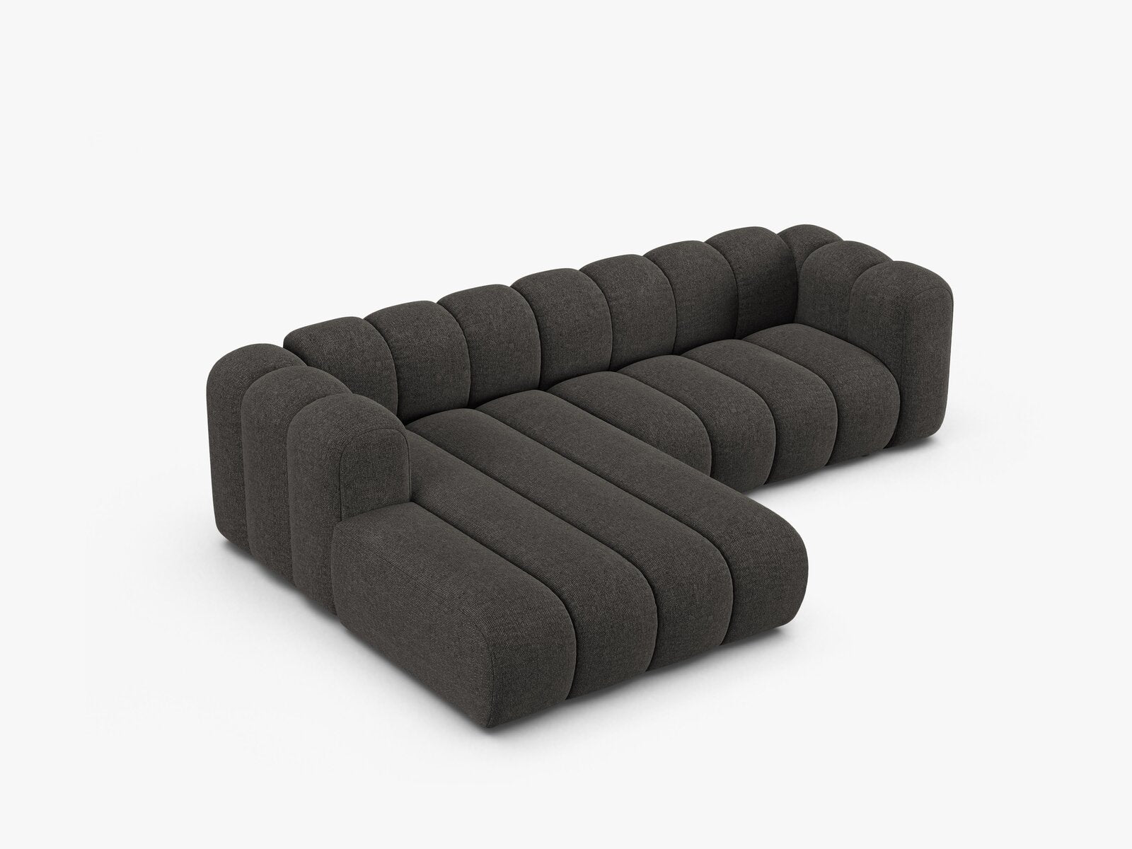 Micadoni Modulares Ecksofa Lupine 4-Sitzer mittelgroß Links Chenille Eden Dunkelgrau