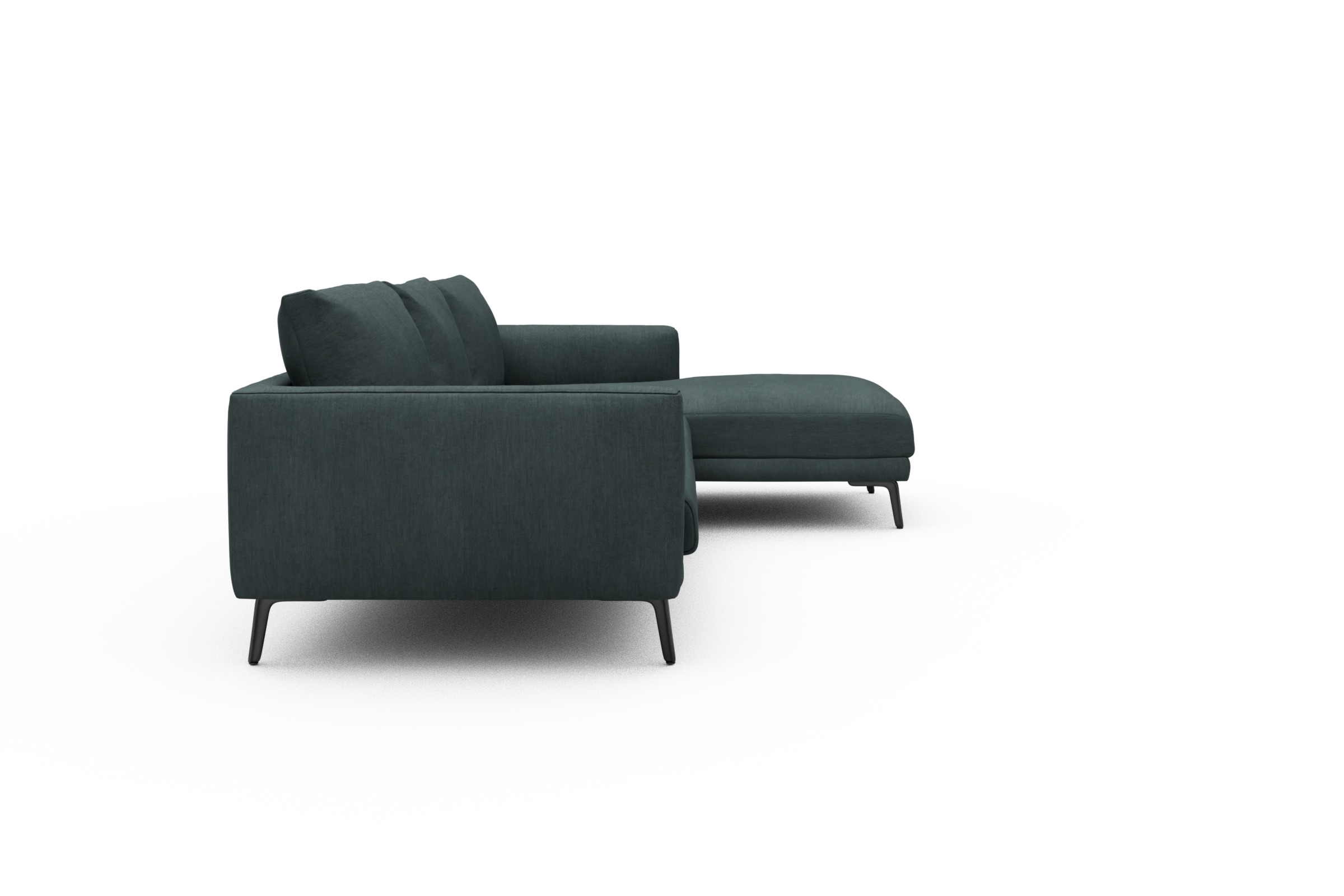 Ecksofa Karl Chaiselongue rechts mit 2,5-Sitzer Vivus-Blue