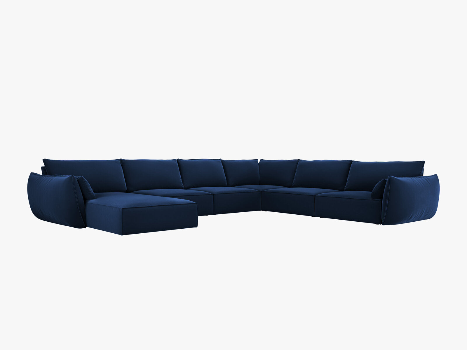 Micadoni Panorama-Ecksofa Kaelle 8-Sitzer Rechts Samt Bluvel Königsblau
