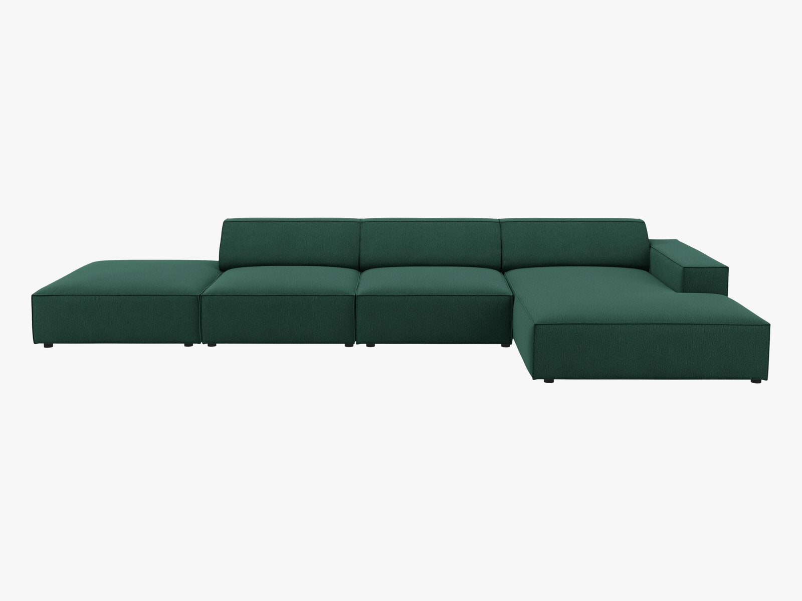 Micadoni Ecksofa Jodie 5-Sitzer Rechts Strukturierter Stoff Megan Grün