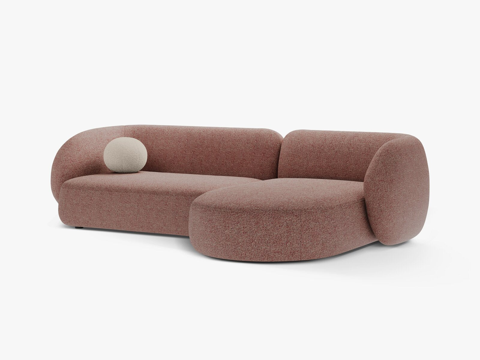 Micadoni Ecksofa Kate 3-Sitzer Rechts Strukturierter Stoff Puente Rosa Melange