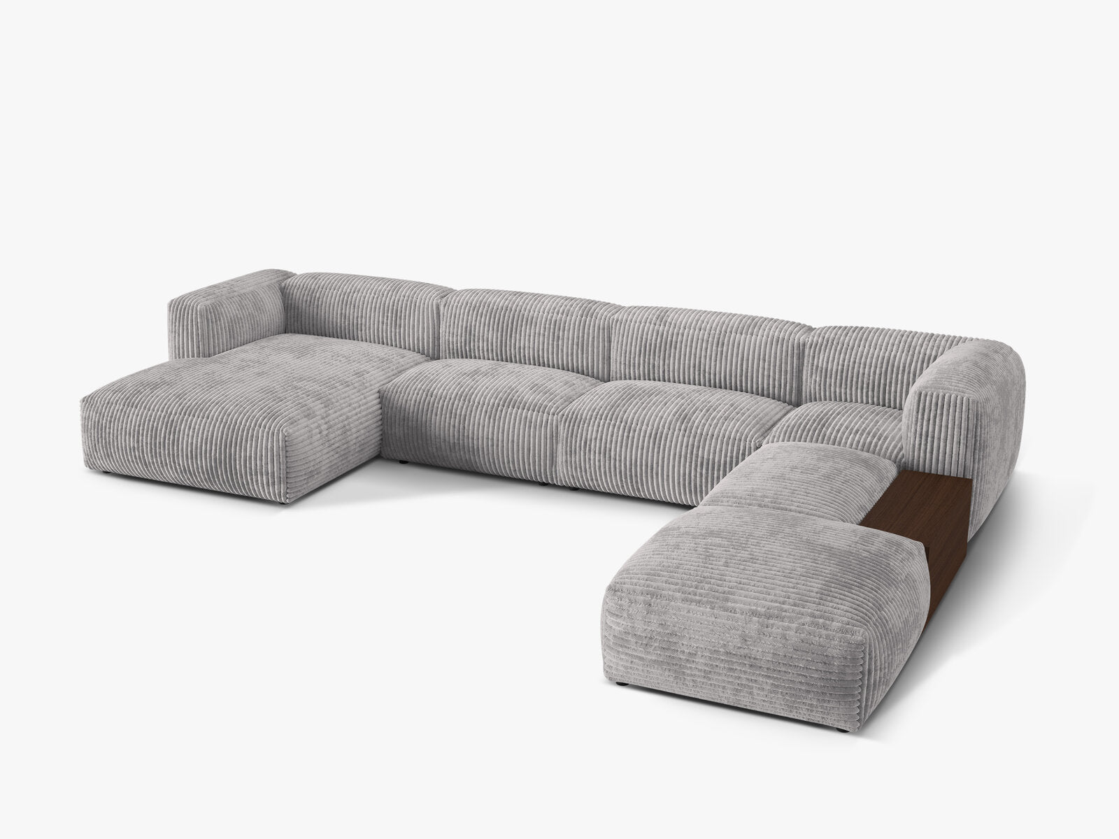 Micadoni Panorama-Ecksofa Martina 5-Sitzer Rechts Kord Hellgrau