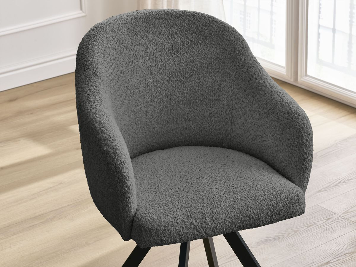Bobochic Sophie Esszimmerstuhl mit Sternfuß Bouclé-Stoff Dunkelgrau