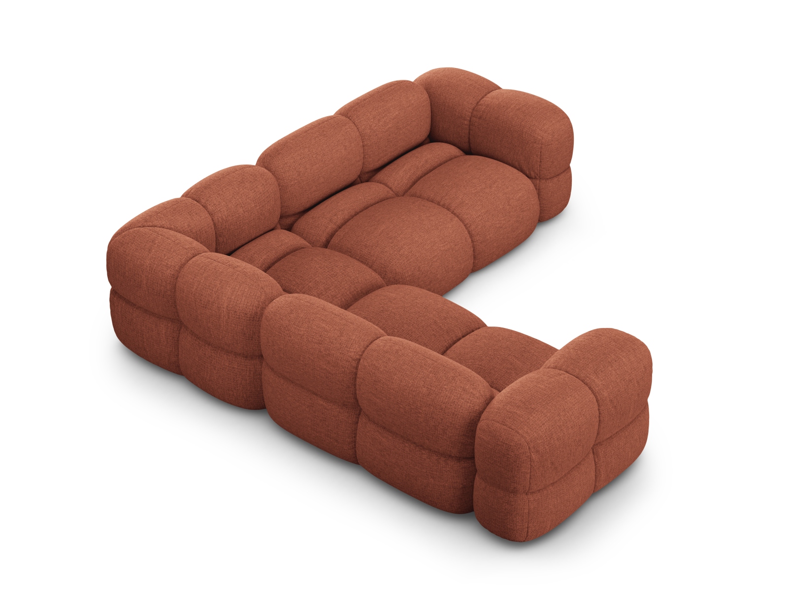 Cosmopolitan Design Symmetrisches Ecksofa Loretto 4-Sitzer Strukturierter Stoff Sorella Koralle