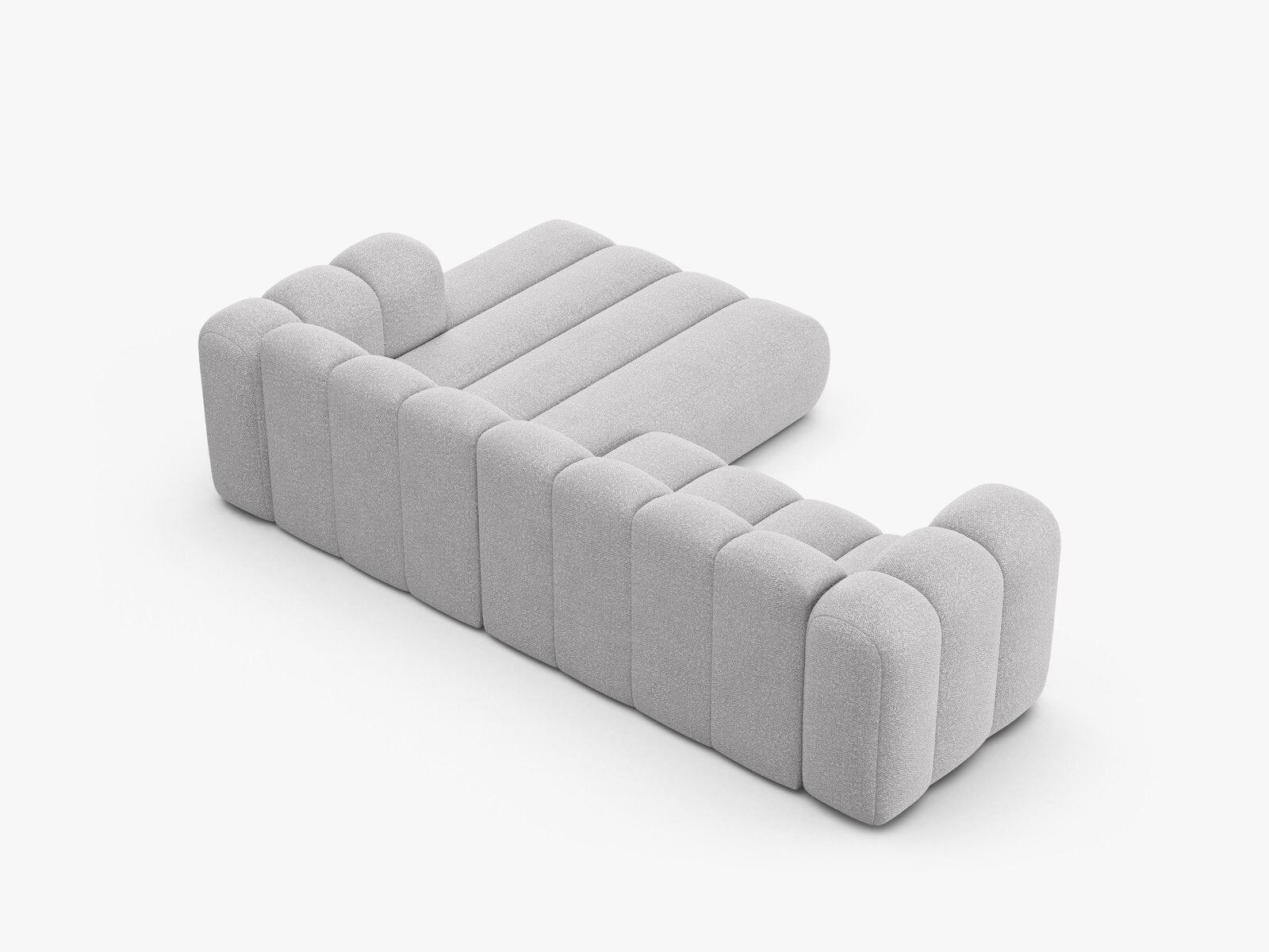 Micadoni Modulares Ecksofa Lupine 4-Sitzer mittelgroß Rechts Boucle Baloo Hellgrau