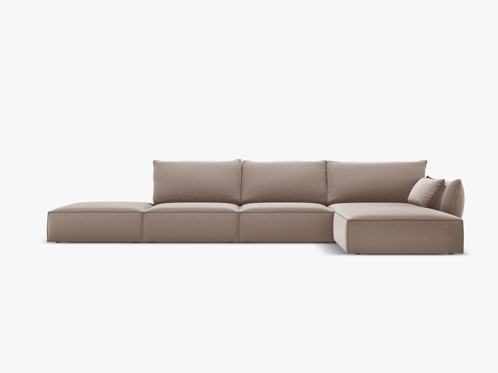 Micadoni Ecksofa Kaelle 5-Sitzer Rechts Samt Cappuccino