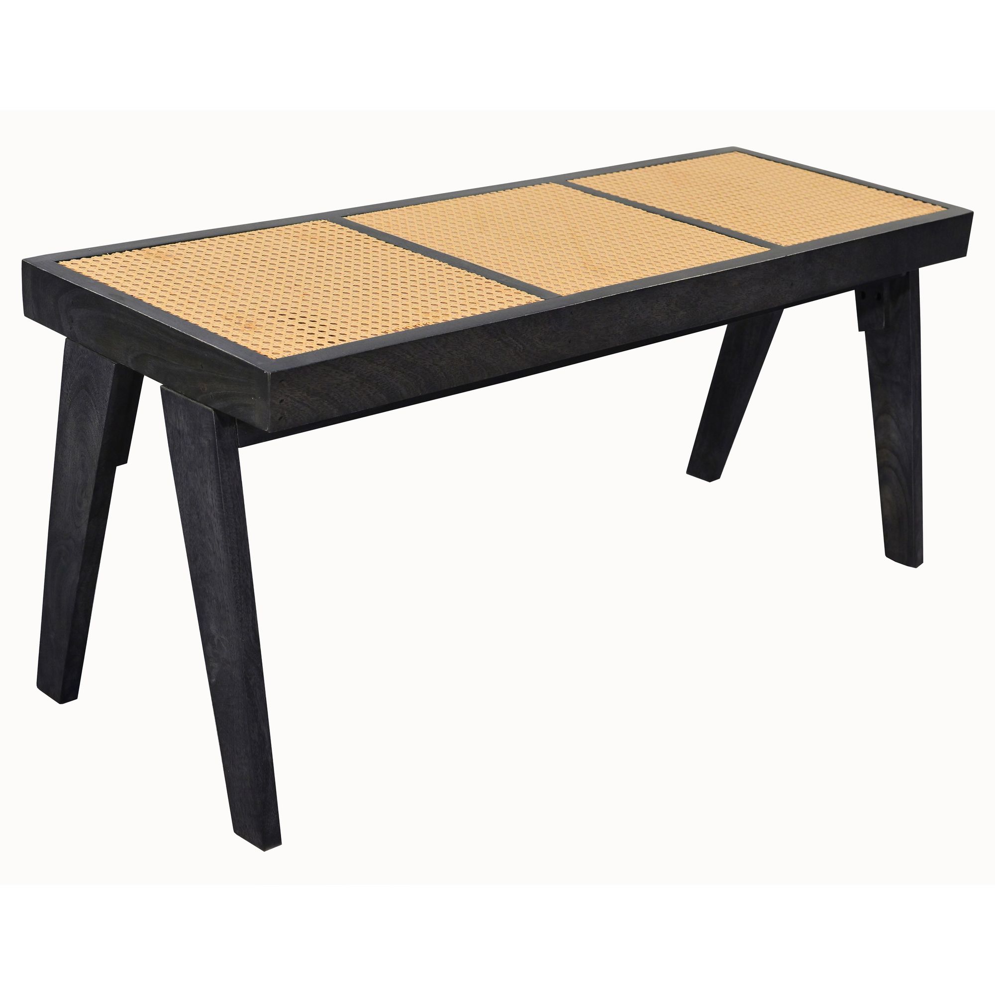 Sitzbank Hagavik Rattan Schwarz 120 × 38 × 48 cm