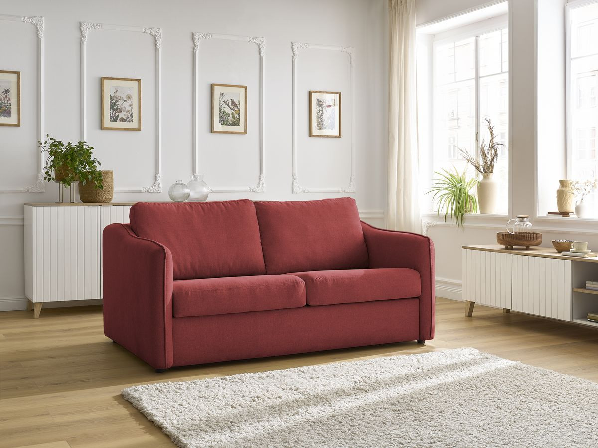 Bobochic Lenny Schlafsofa 3-Sitzer Stoff Rot
