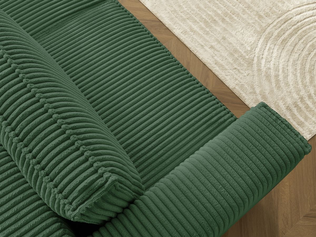 Bobochic Chelsea Schlafsofa 3-Sitzer mit Bettkasten Breitcord weich Grün