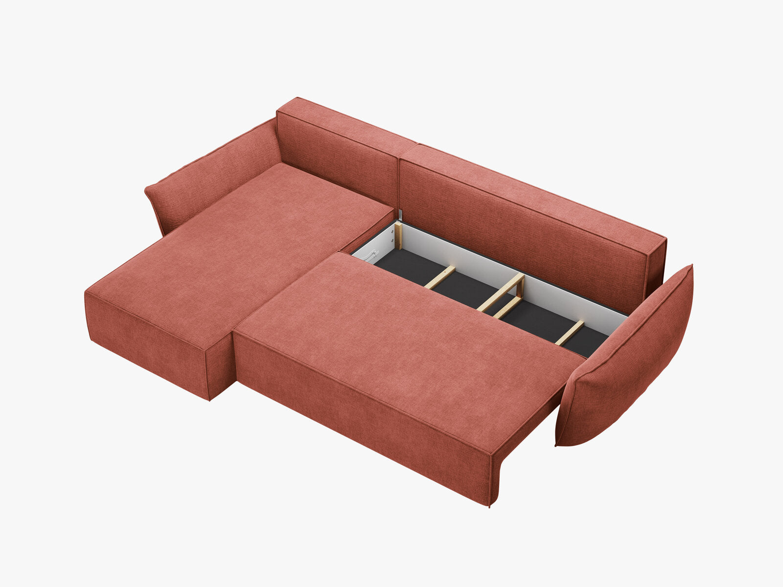 Micadoni Kaelle Ecksofa 4-Sitzer mit Schlaffunktion Links Chenille Over The Horizon Terrakotta