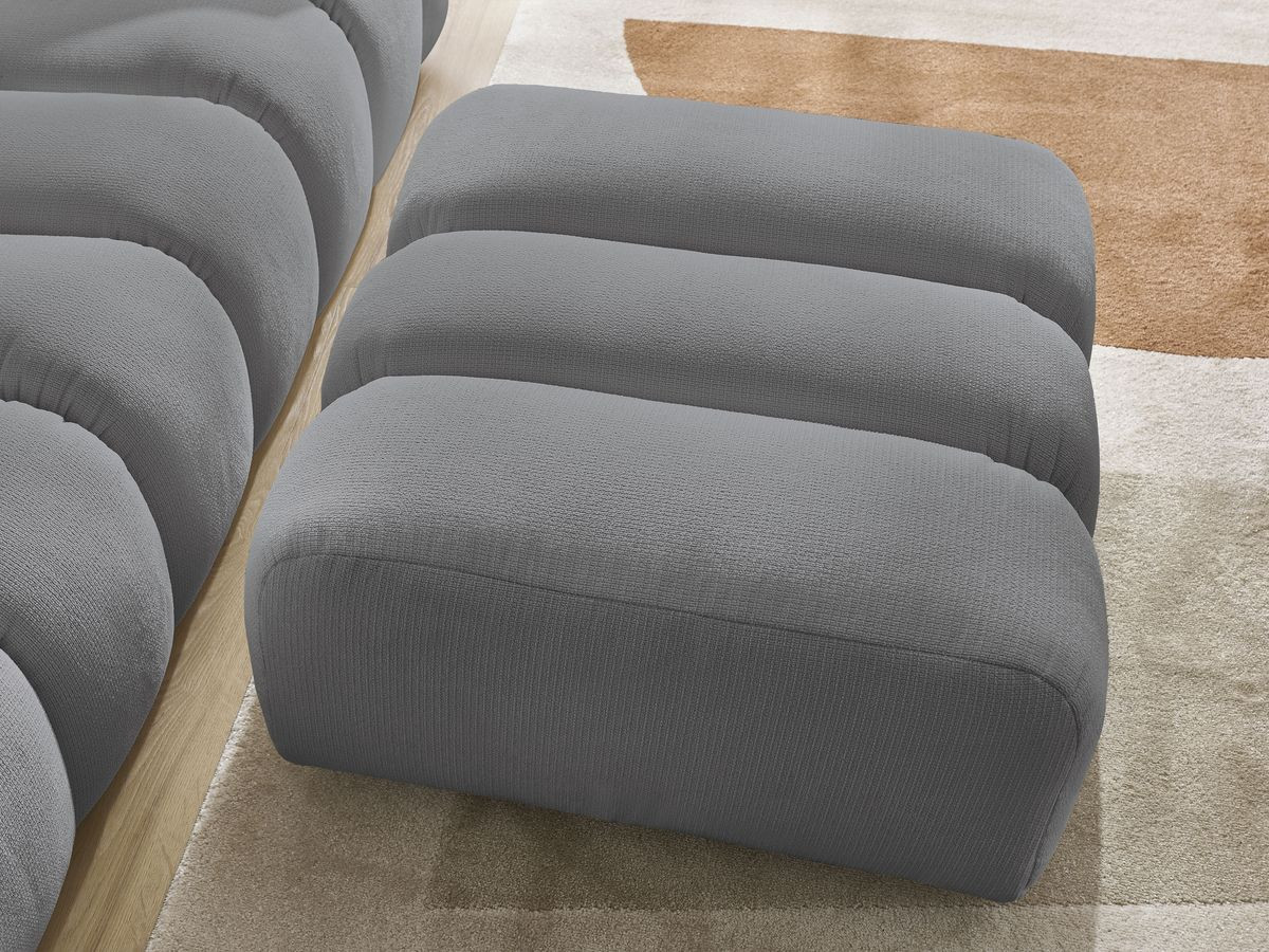 Bobochic Talia Sofa 3-Sitzer mit Pouf Melange-Stoff Hellgrau