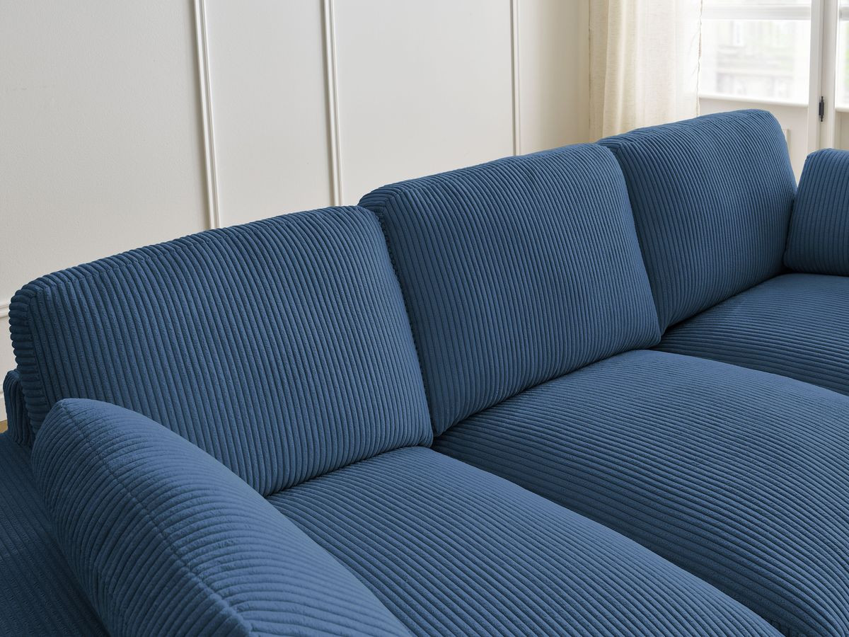 Bobochic Belair Sofa 3-Sitzer 220 × 93 cm Cordsamt Dunkelblau