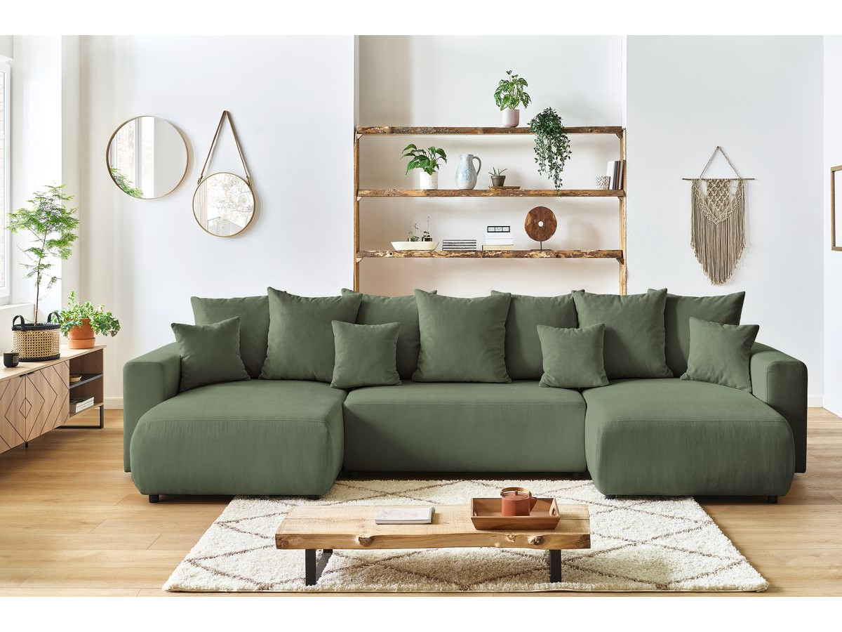 Bobochic Envy Wohnlandschaft mit Pouf Cordsamt Grün