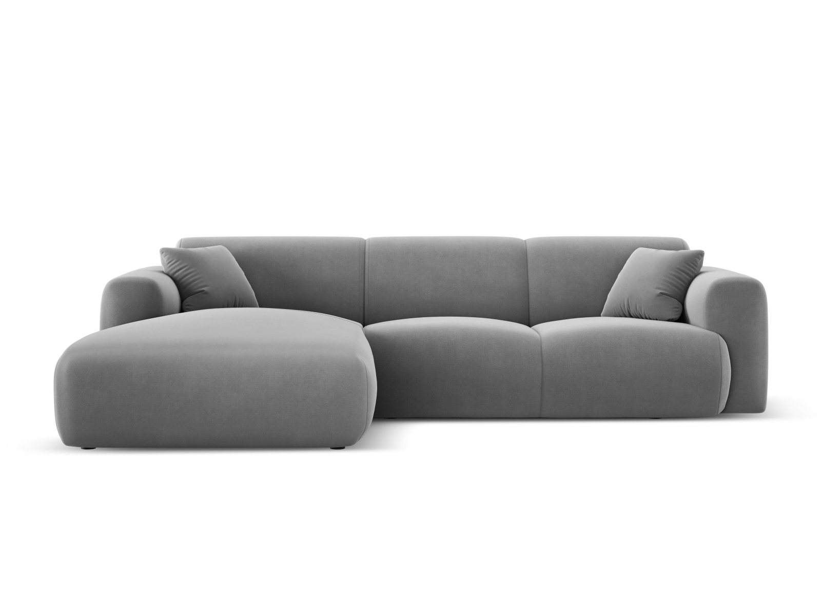 Cosmopolitan Design Ecksofa Nolio 4-Sitzer Samt Casino Hellgrau Links