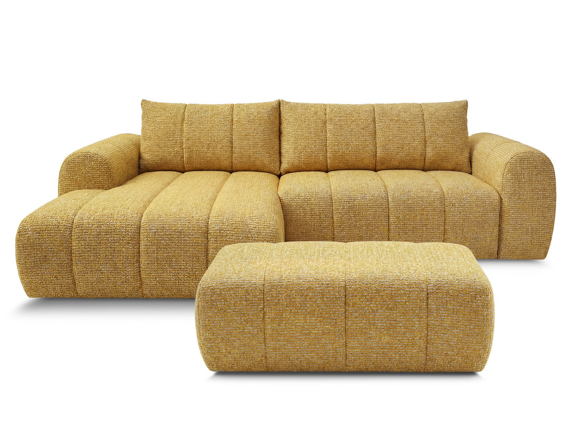 Bobochic Nesty Ecksofa 272 cm mit Pouf Melange-Stoff Gelb Ecke links
