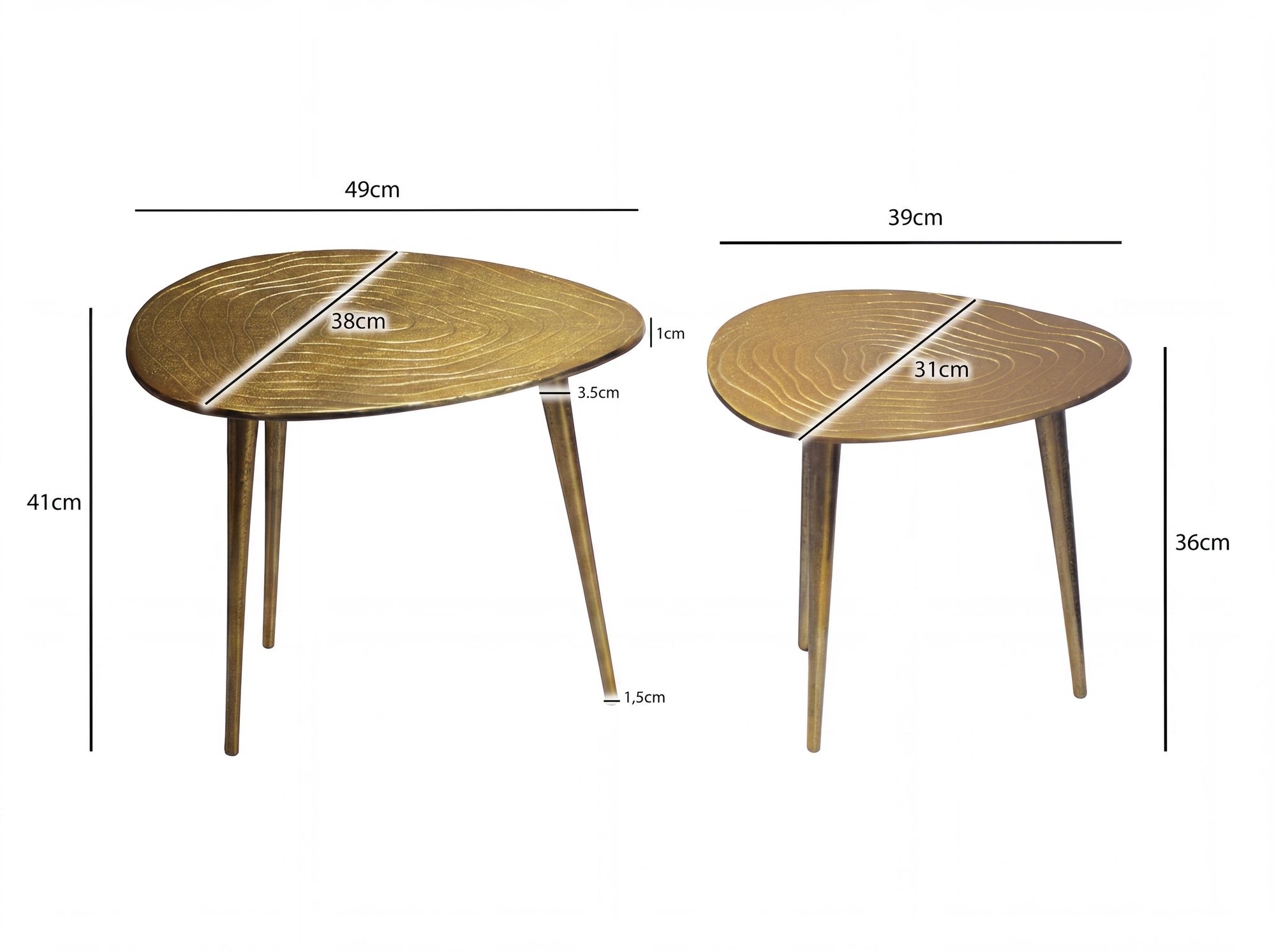 Satztisch 2er-Set Vevelstad Aluminium Gold 49 × 49 × 41 cm