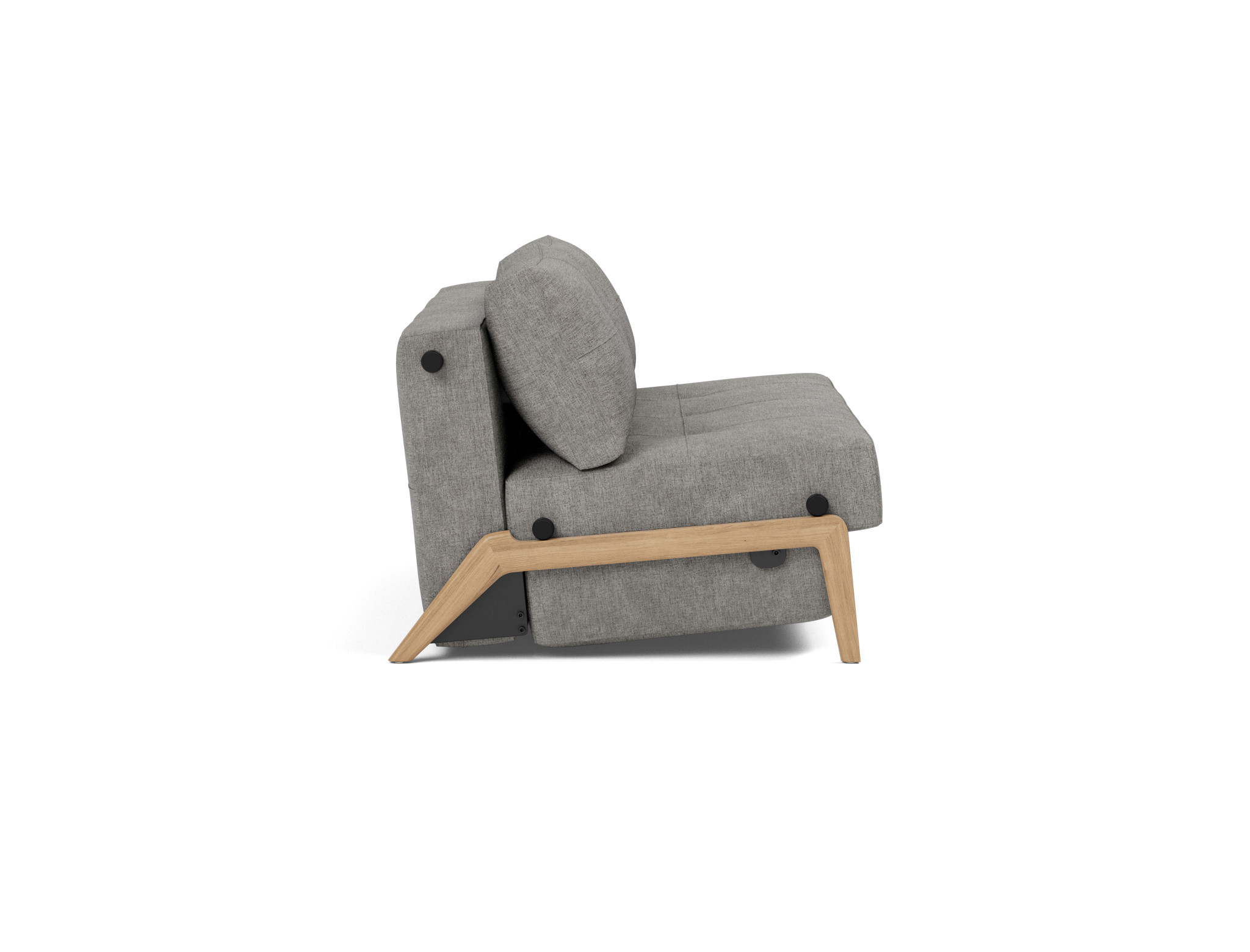 Schlafsofa Cubed 140 Flachgewebe Avella 282-Warm-Grey Beine Eiche
