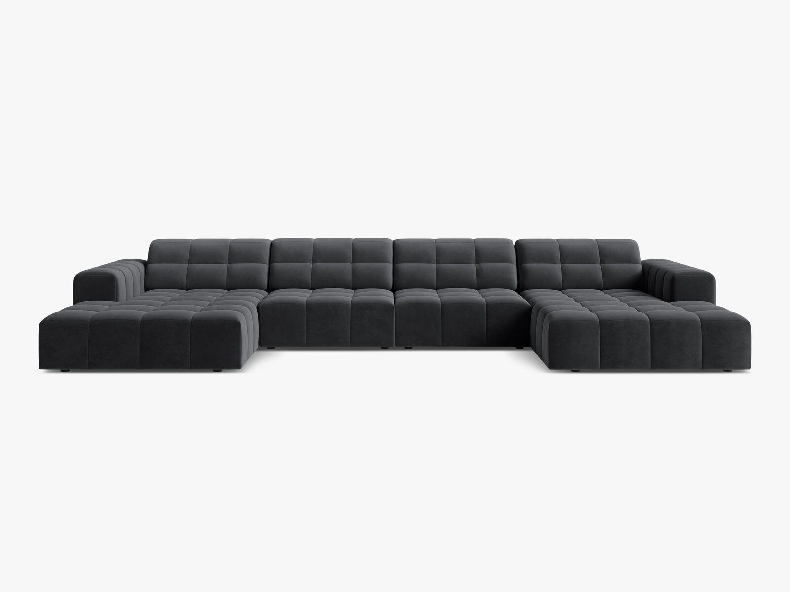 Micadoni Panorama Sofa Jennifer 6-Sitzer Samt Bluvel Grau