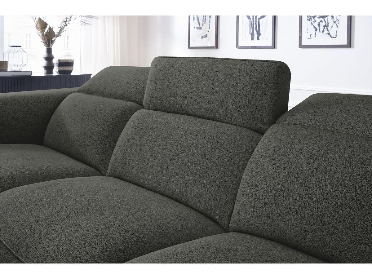 Bobochic William Ecksofa Melange-Stoff Dunkelgrau Ecke links
