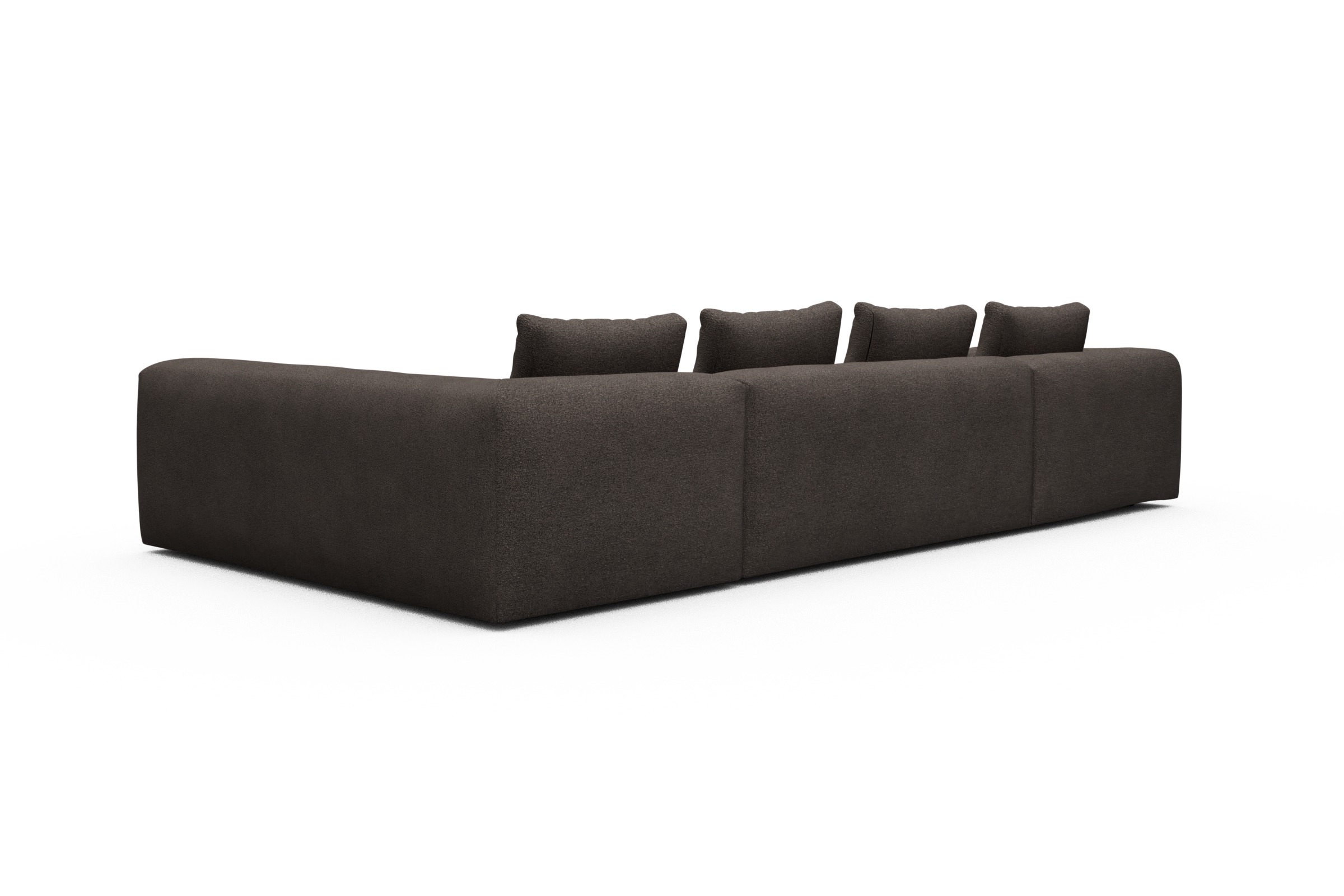 Wohnlandschaft Fred Chaiselongue links mit 2-Sitzer und lange Armlehne rechts Boucle-Taupe