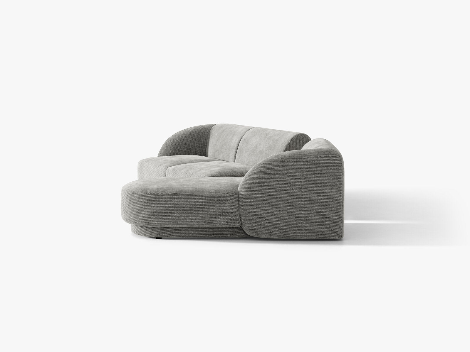 Micadoni Modulares Sofa Miley mit Recamiere 3-Sitzer Rechts Chenille Eden Hellgrau