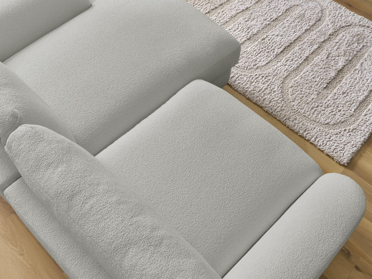 Bobochic Leonore Ecksofa Bouclé-Stoff Hellgrau Ecke rechts